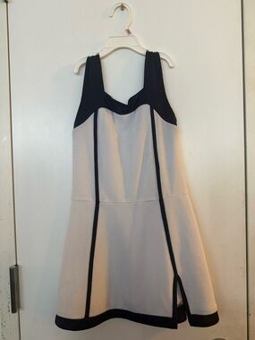 Bonnie Jean Cream Dress with Navy Trim
